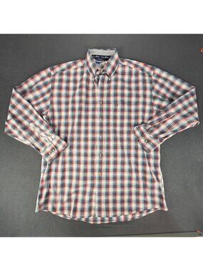 Wrangler George Straight Western Plaid Button-Down Long Sleeve Shirt Mens Large